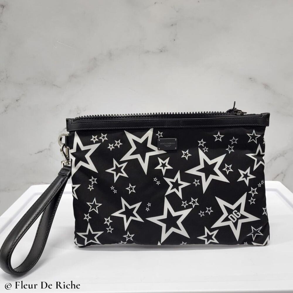 Dolce & Gabbana Millennials Star Print Wristlet / Clutch Black